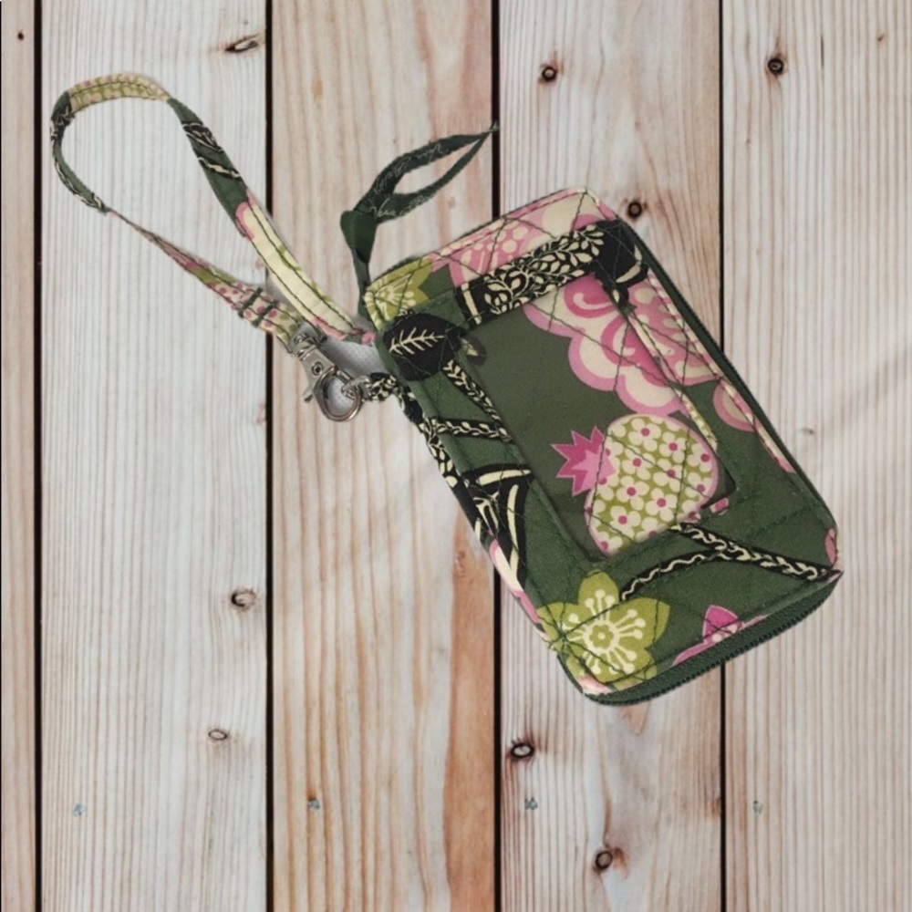 Vera Bradley Green Small Wallet Floral Wristlet